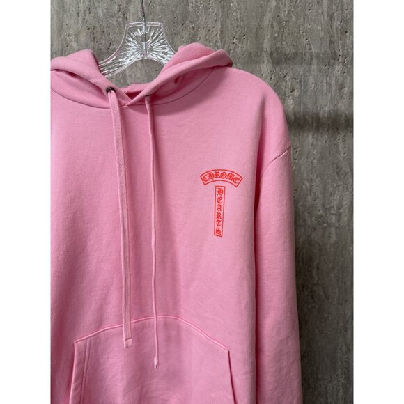 Chrome Heart U.S.A. Pink Hoodie With Kangaroo Pocket & Drawstring Hood - Picture 3 of 16